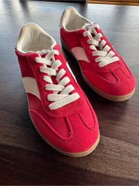 Red Low-Top Sneakers with White Accent
